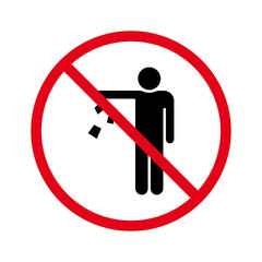 Do Not Throw Trash Glyph Pictogram. Forbidden Drop Rubbish Silhouette Icon. Caution Please Keep Clean, Not Waste. Warning Please Drop Litter in Bin Sticker. Isolated Vector Illustration