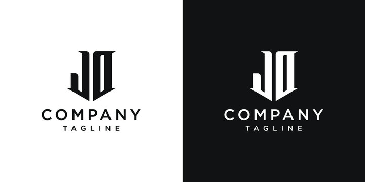 Creative Vintage Letter JD or JO Monogram Logo Design Icon Template White and Black Background