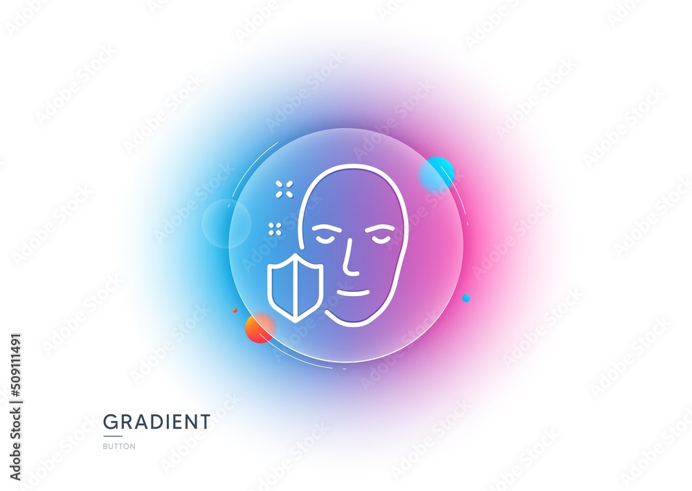 Poster face detection protected line icon. gradient blur button with glassmorphism. secure access sign. fac