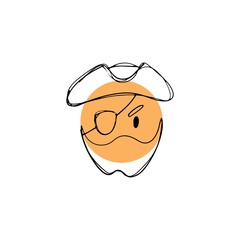 Doodle icon pirate emoji. Hand drawn vector illustration