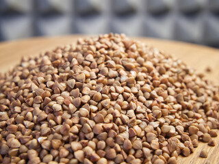 A bunch of buckwheat, side view. Buckwheat close-up.