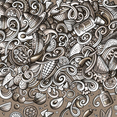 Cartoon cute doodles hand drawn Mexican food frame design