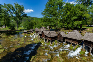 Historical wooden watermills near city Jajce, Bosnia and Herzegovina.