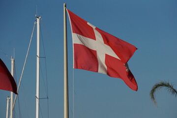 Bandiera della Danimarca con croce bianca che si estende fino ai bordi su sfondo rosso