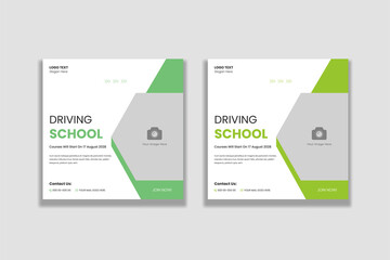 Car driving school web and social media banner template