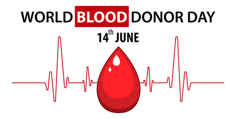 June blood donor day text and icon