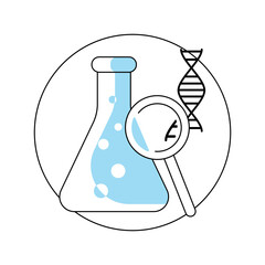 Round template pharmacy icon, Genetic research symbol