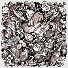 Spain cartoon vector doodles illustration.