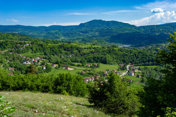 Fototapeta na wymiar Mountains landscape in Bosnia and Herzegovina near city Jajce.