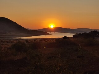 sunset over the river