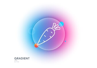 Carrot line icon. Gradient blur button with glassmorphism. Vegetable food sign. Diet nutrition symbol. Transparent glass design. Carrot line icon. Vector