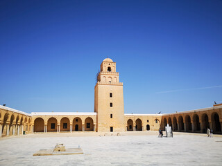 Fototapeta premium The Great Mosque of Kairouan is located in the UNESCO World Heritage town of Kairouan, Tunisia and is one of the most impressive and largest Islamic monuments in North Africa.