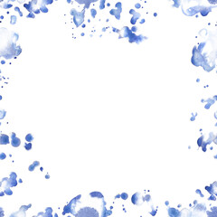 frame. watercolor seamless pattern with blue splashes