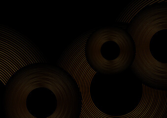 Deluxe golden minimal round lines abstract futuristic tech background. Vector digital art design