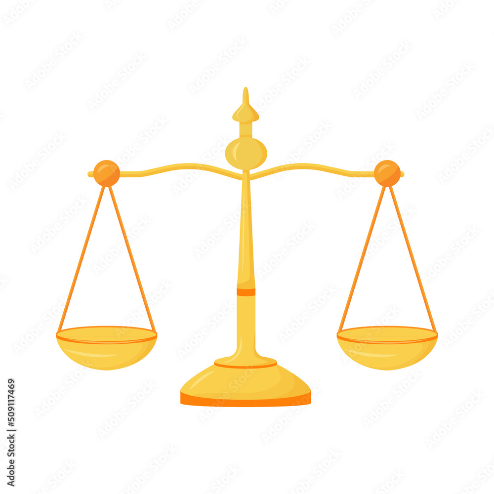 Poster balance semi flat color vector object. full sized item on white. compare and select. symbol of law a