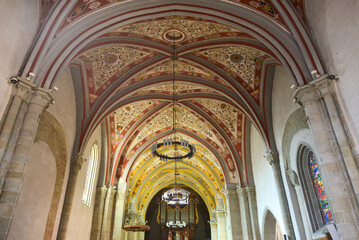 Innenansicht der reformierten Kirche Saint-Martin in Lutry, Distrikt Lavaux-Oron des Kantons Waadt...
