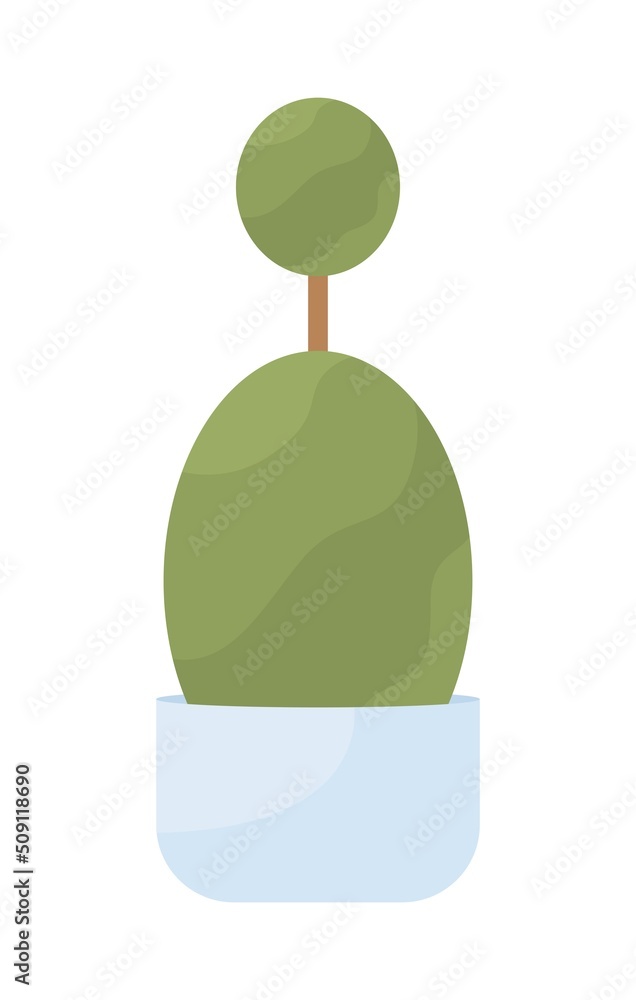 Aufkleber trimmed bush growing in pot semi flat color vector object. editable figure. full sized item on white