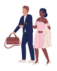 Elegant man and woman semi flat color vector characters. Editable figure. Full body people on white. Fashion and beauty simple cartoon style illustration for web graphic design and animation