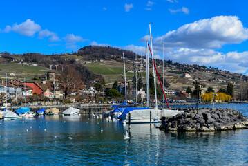 Yachthafen Lutry, Distrikt Lavaux-Oron des Kantons Waadt / Schweiz