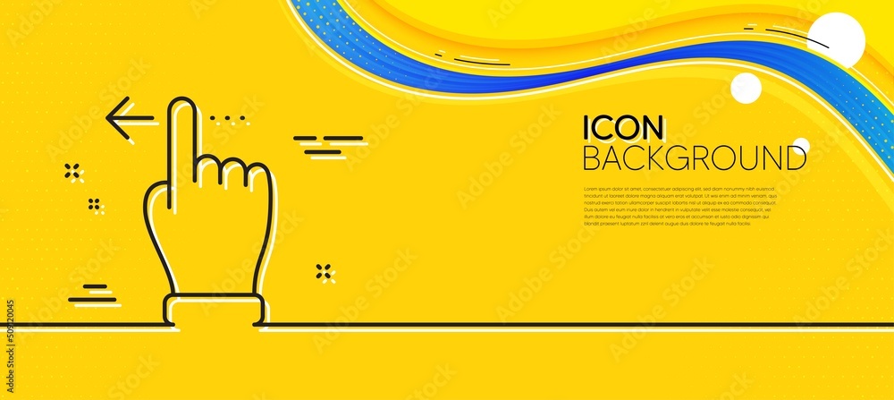 Poster touchscreen gesture line icon. abstract yellow background. slide left arrow sign. swipe action symbo