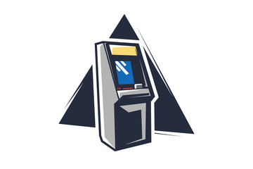 Vector image. Illustration of a logo, emblem, company element. Game design, old, retro, vintage arcades. Arcade machine, slot machine, board games.