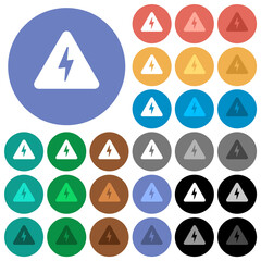 Danger electrical hazard solid round flat multi colored icons