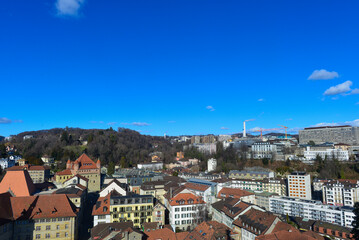 Fototapeta premium Luftansicht Altstadt Lausanne, Schweiz