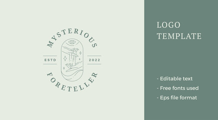 Minimalist human hands pouring liquid water all seeing eye magic optical vision line logo vector