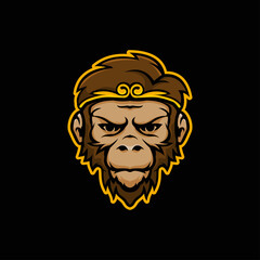 Monkey king cartoon premium mascot logo vector