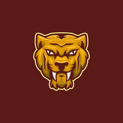 Lion head cartoon premium mascot logo vector