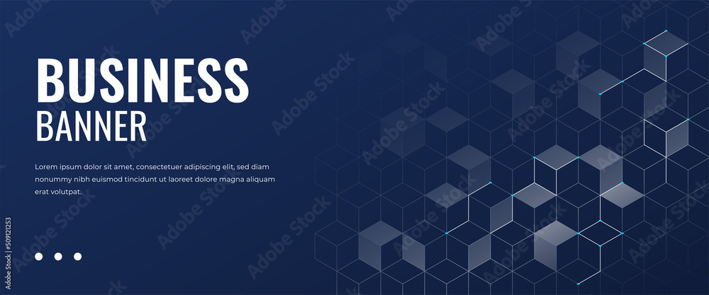 Wall mural horizontal business banner template with abstract hexagon line elements.