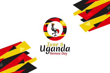 June 9, Heroes Day of Uganda  Vector Illustration. Suitable for greeting card, poster and banner 