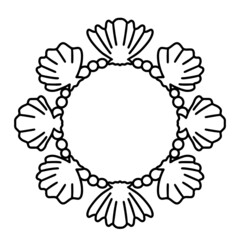 Digital illustration of shells wreath