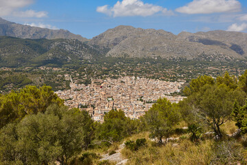 Fototapeta premium Scenic view of Pollensa, tramuntana range in Balearic islands. Spain