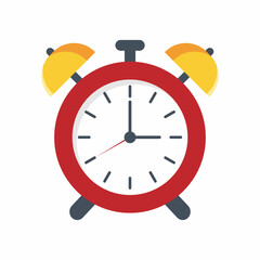 Time and alarm clock for morning. Illustration of call and clock, reminder and timer symbol.Retro clock. Isolated design. Vector