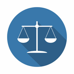 Scale and law. Symbol of justice and equality. Iddyustration court judge and lawyer. Legal sign and decision, measure of crime and punishment. Symbol of weight and balance. Vector.