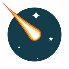 Comet and star in galaxy, asteroid or meteor in space and cosmos background. Night meteorite and sky, fireball in the sky. Science astronomy and astrology, cosmos and universe illustration. Vector