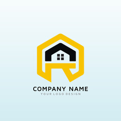 Real Estate Company, sells buildings, houses and land developments logo resign letter CR