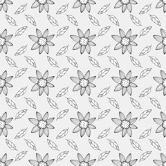 Seamless flower doodle pattern vector on gray background