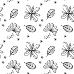 Seamless flower doodle pattern vector on gray background