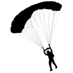 skydiver silhouette - vector illustration - obrazy, fototapety, plakaty