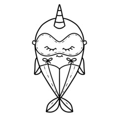 Digital illustration of cute narwhal
