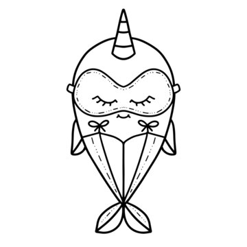recommend clip art: Digital illustration of cute narwhal