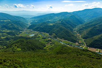 Fototapeta na wymiar Mountain landscape in the central part of Bosnia and Herzegovina. Summer day.