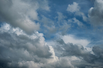 Fototapeta na wymiar Dramatic sky with stormy clouds, thunderstorm waiting, background or wallpaper idea.