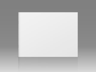 Vector realistic standing 3d magazine mockup with white blank cover isolated