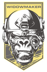 Vector Gorilla with Military Helmet 