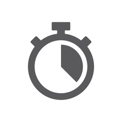 Stopwatch timer black vector icon. Clock chronometer filled symbol.