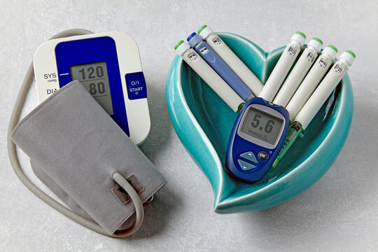 Blood pressure monitor, blood glucose monitor, insulin syringe pens