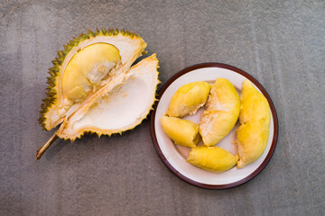 Fresh Durian Fruit with durian peel,Durian king of fruits.
